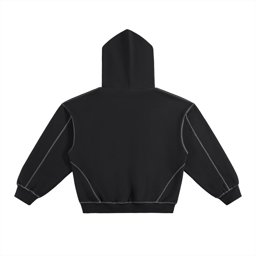 Black Grey Stitch Hoodie