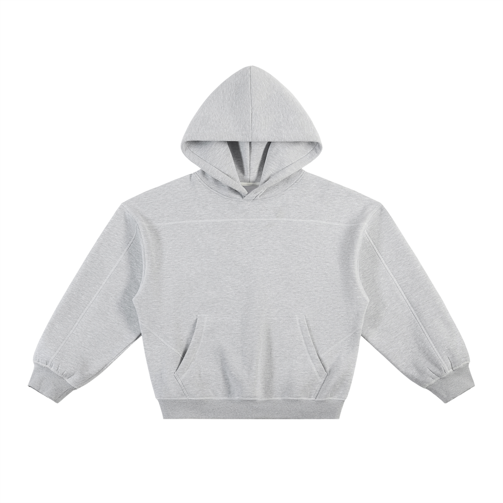 Contrast-Stitched Grey White Stitch Hoodieoxy Fleece Hoodie