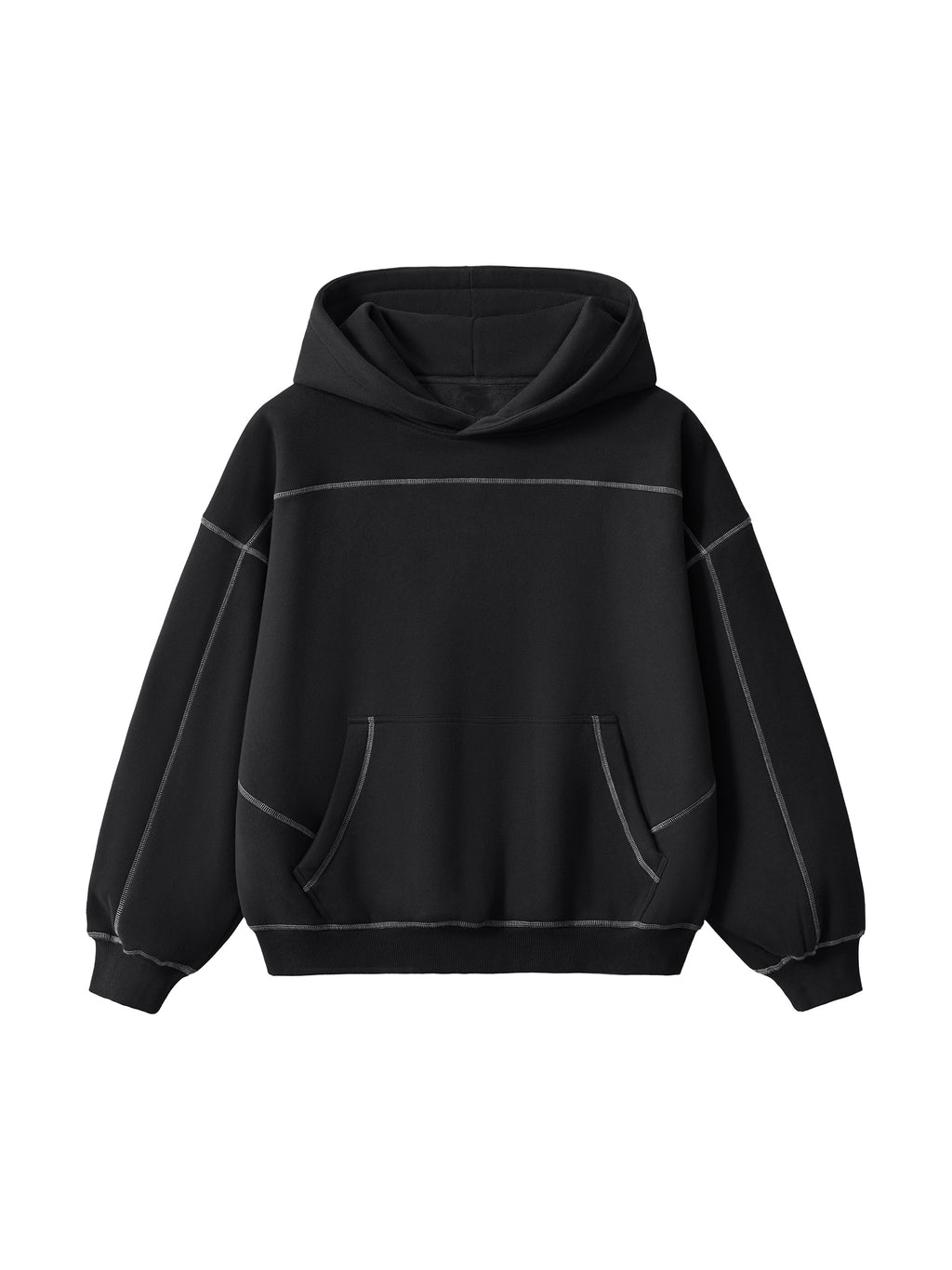 Black Grey Stitch Hoodie